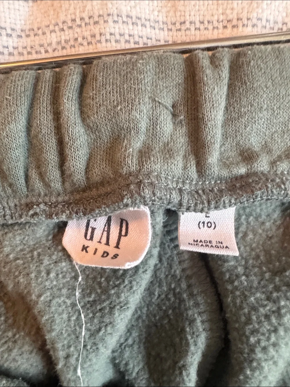 GAP Sage Green Fleece Shorts with Pink Logo